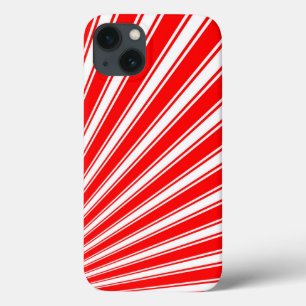 Retro Red Funky Sun Rays Achtergrond iPhone 13 Hoesje