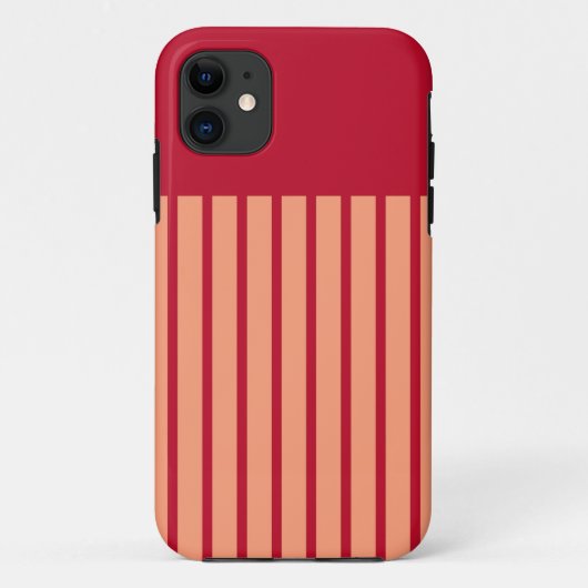 Retro Red gestript patroon Case-Mate iPhone Case (Achterkant)