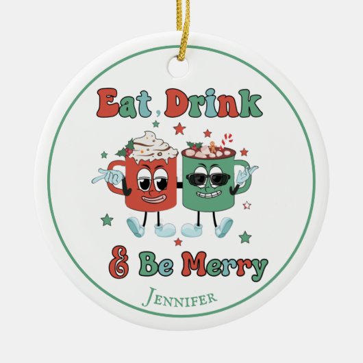 Retro Red Green Cartoon Dancing Keramisch Ornament (Voorkant)