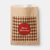 Retro Red Green Harlequin Holiday Bedankzakje (Voorkant)