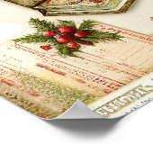 Retro  Red Green Holly kerstfeestdag Poster (Hoek)