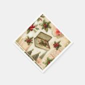 Retro  Red Green Holly kerstfeestdag Servet (Hoek)