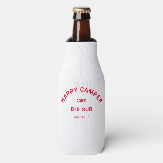 Retro Red Happy Campers Crest Camp Crew Flesjeskoeler (Fles Voorkant)
