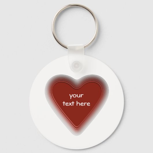 Retro red hart sleutelhanger voor jouw tekst (Voorkant)