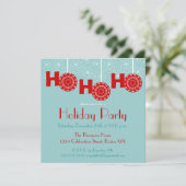 Retro Red Ho Ho Holiday Party Uitnodiging (Staand voorkant)