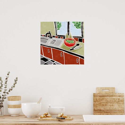 Retro Red Kitchen Poster (Keuken)