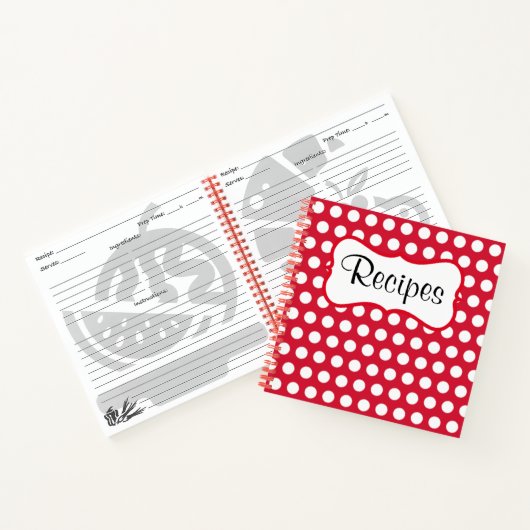 Retro Red Kitchen Recipe Book Gift Notitieboek (Binnen)