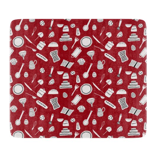 Retro Red Kitchen Snijplank (Voorkant)