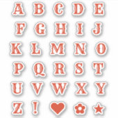 Retro Red Letters | Monogram Alfabet Stickers (Voorkant)