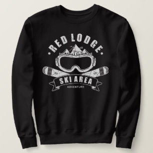 Retro Red Lodge Ski Avontuur T-shirt