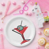 Retro Red Martini Papieren Bordje (Feest)