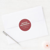 Retro red merry Christmas Ronde Sticker (Envelop)