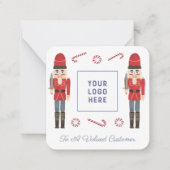 Retro Red Nutcracker Business Logo Prettige feestd Notitiekaartje (Voorkant)
