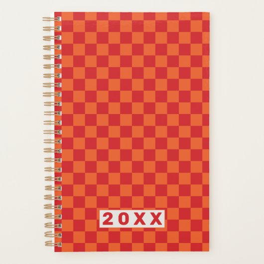 Retro Red Orange Checkerboard 2026 Planner (Voorkant)