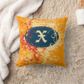 Retro Red Oranje Pattern Monogram X Kussen (Deken)