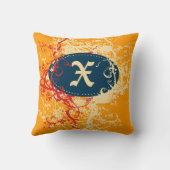 Retro Red Oranje Pattern Monogram X Kussen (Achterkant)