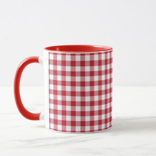 Retro Red Picnic Check Farmhouse Design Mok (Links)