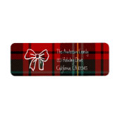 Retro Red Plaid Whimsical Christmas Etiket (Voorkant)