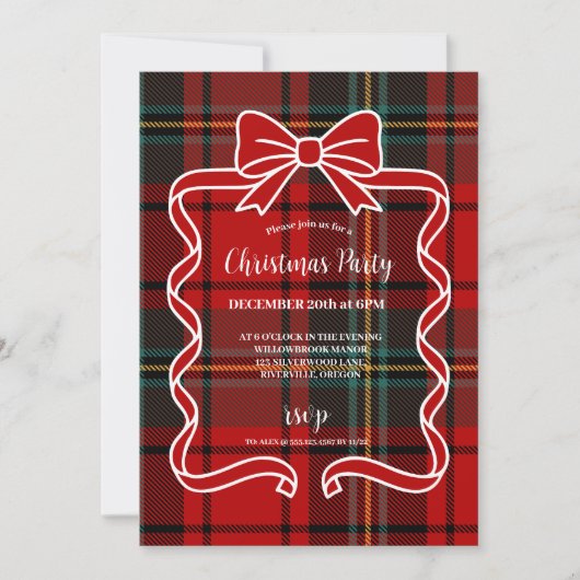 Retro Red Plaid Whimsical Christmas Kaart (Voorkant)