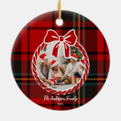 Retro Red Plaid Whimsical Christmas Keramisch Ornament (Achterkant)