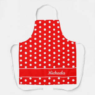 Retro Red Polka Dot Pattern naam Schort
