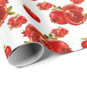Retro Red Pomegranate Fruit Pattern Thema Gift Cadeaupapier (Rol Hoek)