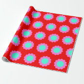 Retro Red Pop Flower Pattern Mod 60s Boho Style Cadeaupapier (Uitgerold)
