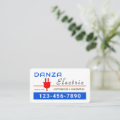 Retro Red Power Plug Electric Visitekaartje (Staand voorkant)