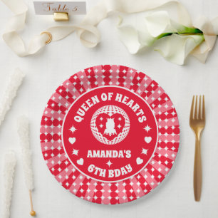Retro Red Queen of Hearts Birthday Papieren Bordje