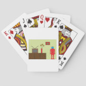 Retro Red Robot Pokerkaarten (Achterkant)