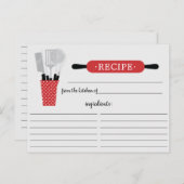 Retro Red Rolling Pin Kitchen Tools Recipcard Briefkaart (Voorkant / Achterkant)