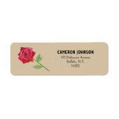 Retro Red Rose Kraft Taupe Romantisch retouradres Etiket (Voorkant)