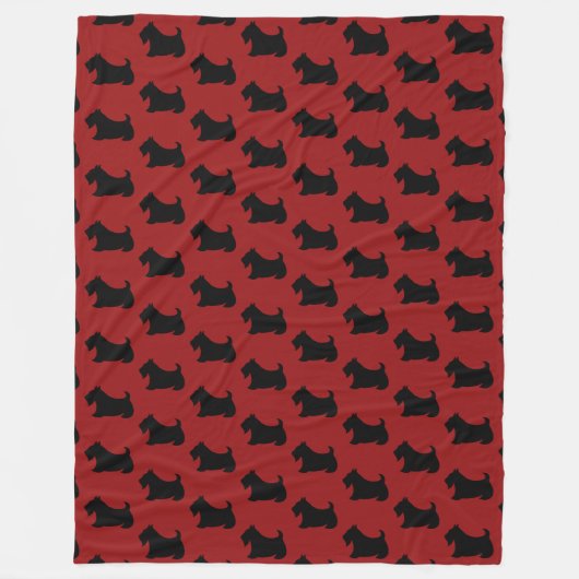 Retro Red Scottish Terrier Fleece Blanket (Voorkant)