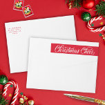 Retro Red Script Christmas Cheval Adresse de retou<br><div class="desc">Cette étiquette d'adresse de retour de vacances élégante et festive comprend un arrière - plan blanc classique avec écriture et typographie rouge rétro. L'accueil dit "Noël bravo". Customisez-le avec votre propre nom et adresse.</div>