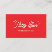 Retro Red Script Font Stars Visitekaartje (Voorkant)