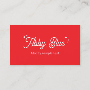 Retro Red Script Font Stars Visitekaartje