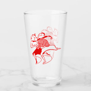 Retro Red Skating Couple Glas