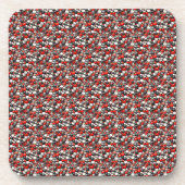 Retro Red Specized Linoleum Pattern Bier Onderzetter (Voorkant)