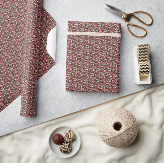 Retro Red Specized Linoleum Pattern Cadeaupapier (Crafts)