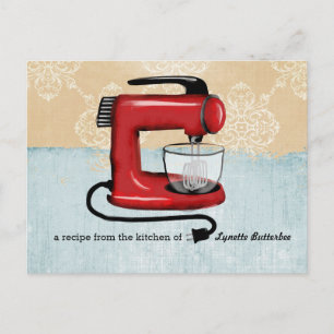 Retro Red stand mixer recept cards Briefkaart