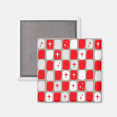 Retro Red Starburst Magnet Carré (Recto/Verso)