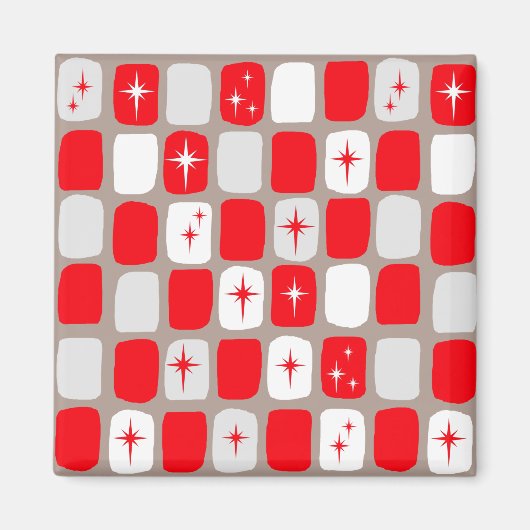 Retro Red Starburst Magnet Carré (Devant)