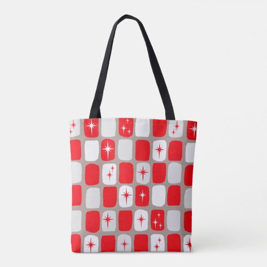 Retro Red Starbursts All-Over Print Canvas tas (Achterkant)