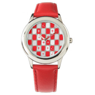 Retro Red Starbursts Kind Watch Horloge