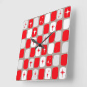 Retro Red Starbursts Square Wall klok (Hoek)