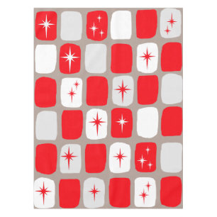 Retro Red Starbursts Tablecloth (grote afdruk) Tafelkleed