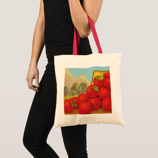 Retro Red Strawberry Boerderij Crate Art Canvas ta Tote Bag (Voorkant (product))