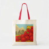 Retro Red Strawberry Boerderij Crate Art Canvas ta Tote Bag (Voorkant)