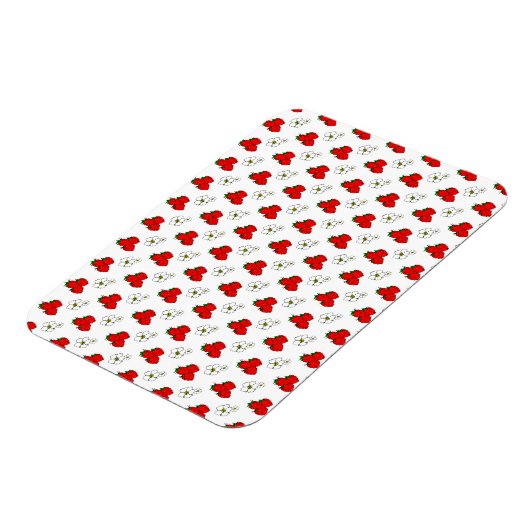 Retro Red Strawberry en ventilatorpatroon Magneet (Linkerzijde)