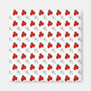 Retro Red Strawberry en ventilatorpatroon Magneet